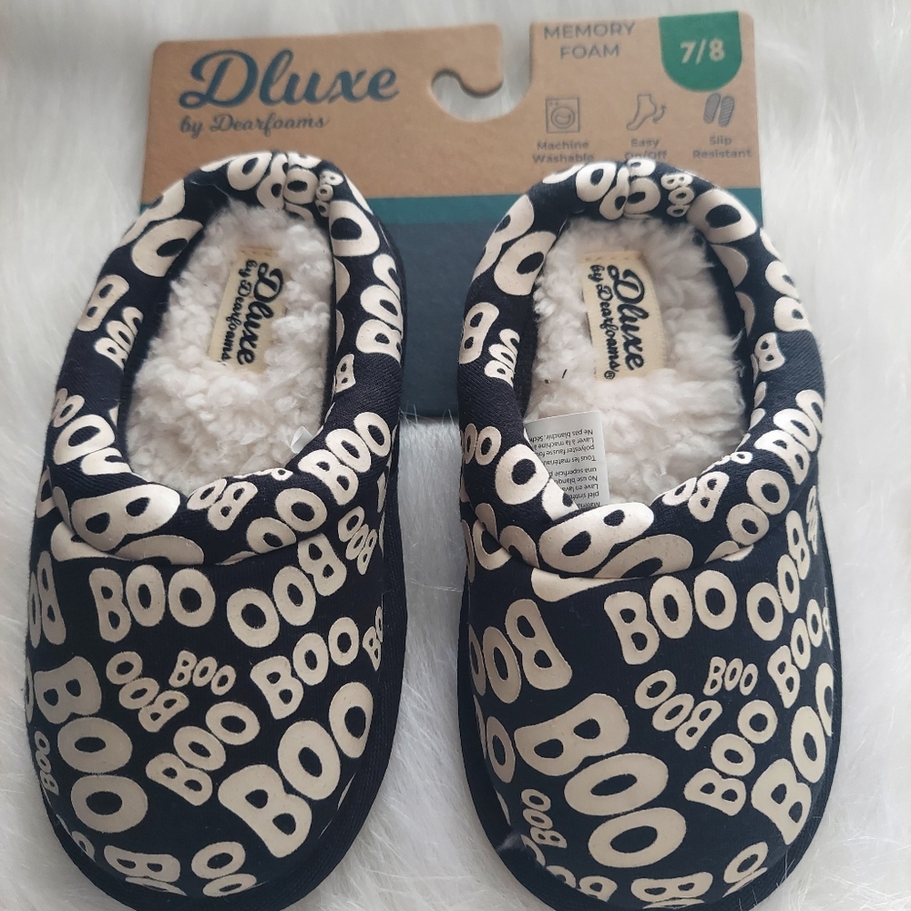 Black Dluxe by Dearforms Halloween Memory Foam Slippers Kid shoe size 7/8